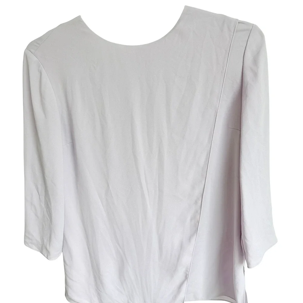 MM.LaFleur The Bourgeois Blouse Small Lavender Asymmetrical Draped Blouse